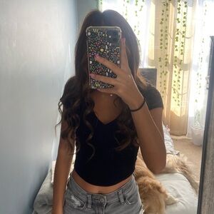 Cotton V-neck crop top
